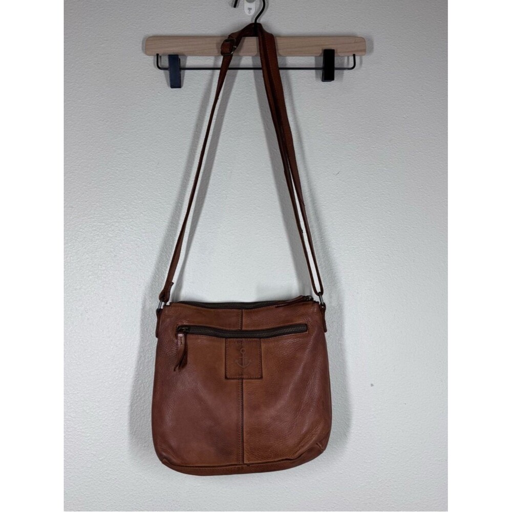 Harbour 2nd Leather Crossbody Shoulder Bag Purse Brown Leather Flap Nautical